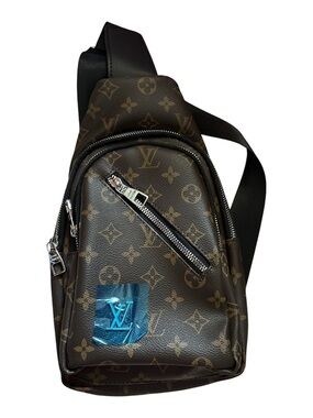 Fashion Monogram Brown Sling Belt Bag with Silver Hardware